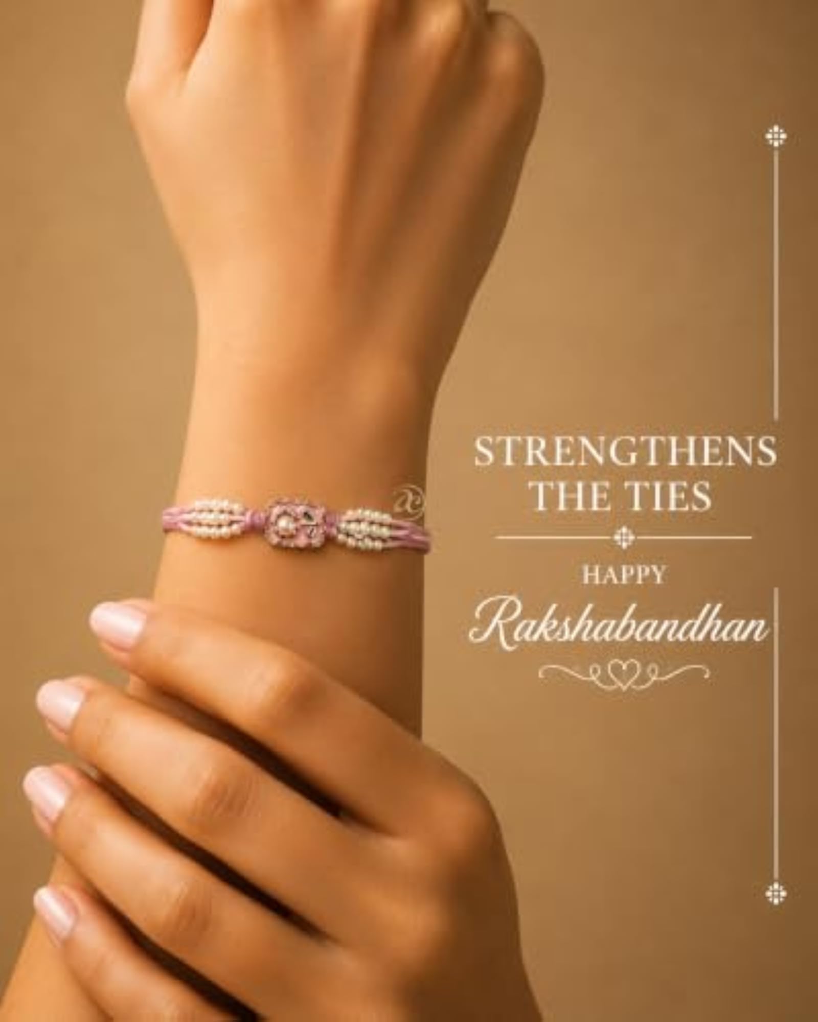 Minimalist Floral Pearl Rakhi Set for Brother & Kids